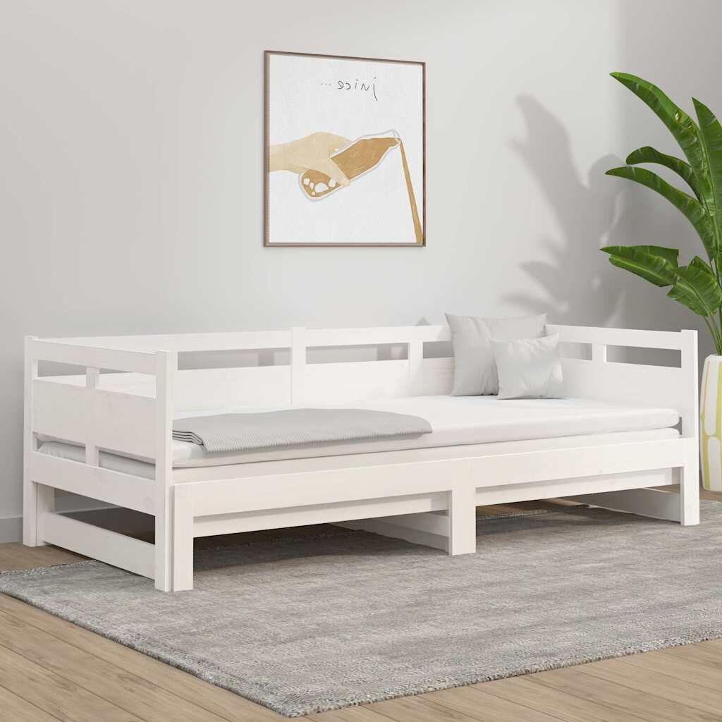 vidaXL Разтегателно дневно легло без матрак бяло 2x(90x200) см