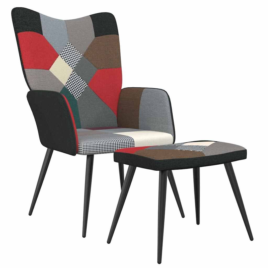vidaXL Релаксиращ стол с табуретка пачуърк плат