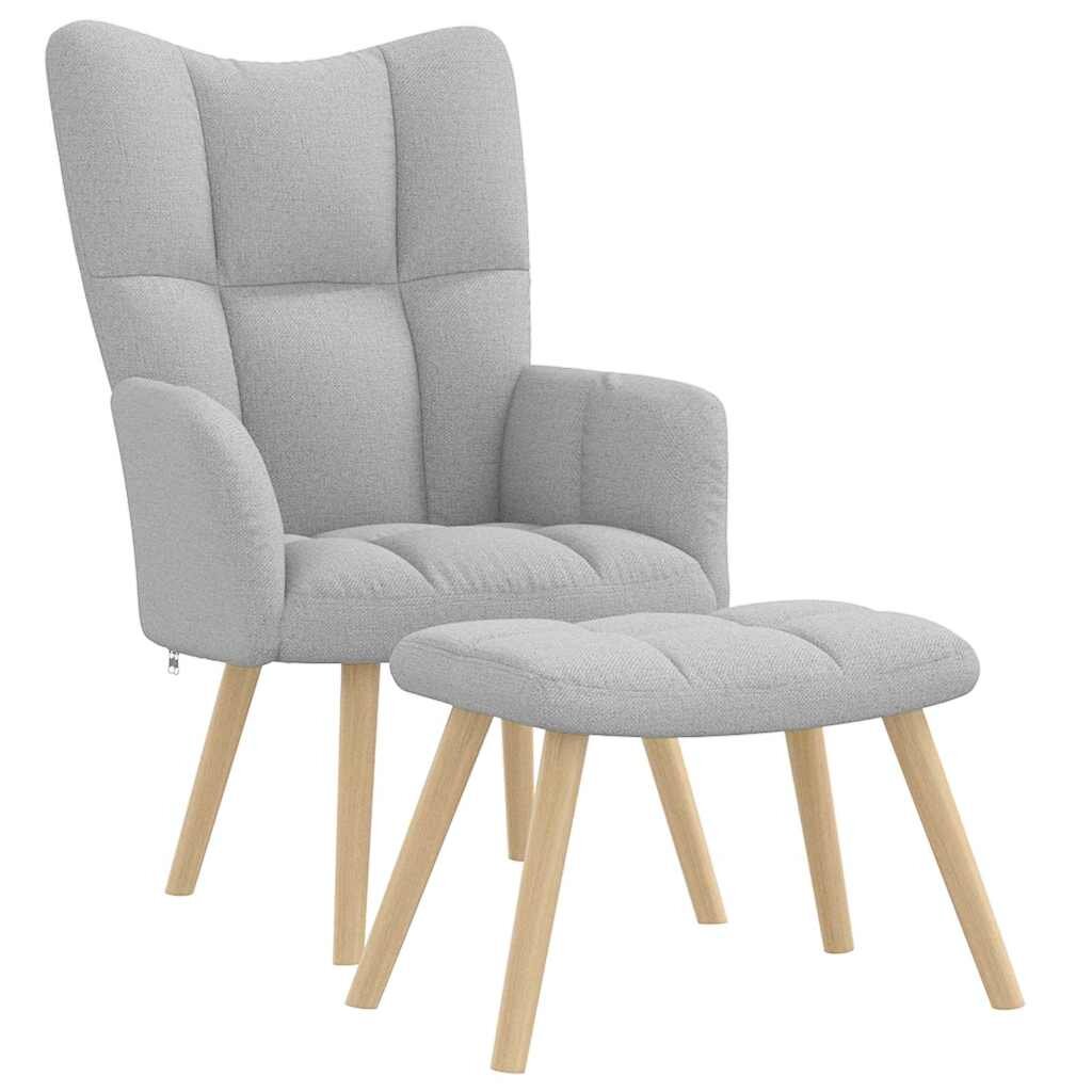 vidaXL Релаксиращ стол с табуретка за крака Cloud Grey Fabric
