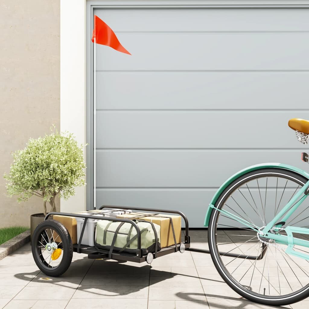 vidaXL Ремарке за велосипед черно 122x53x31 см желязо