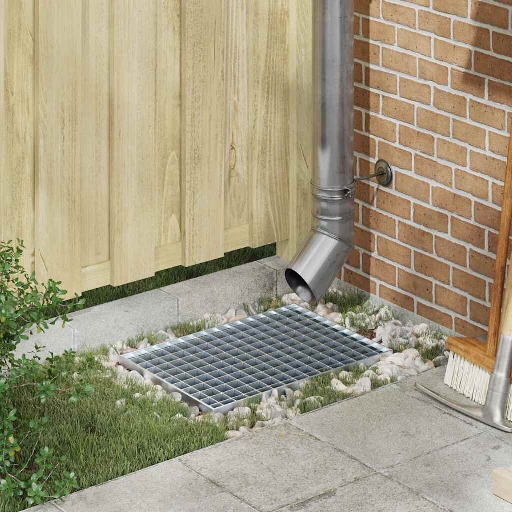 vidaXL Решетка Сребристо 50 x 35 x 2 см Горещо поцинкована стомана