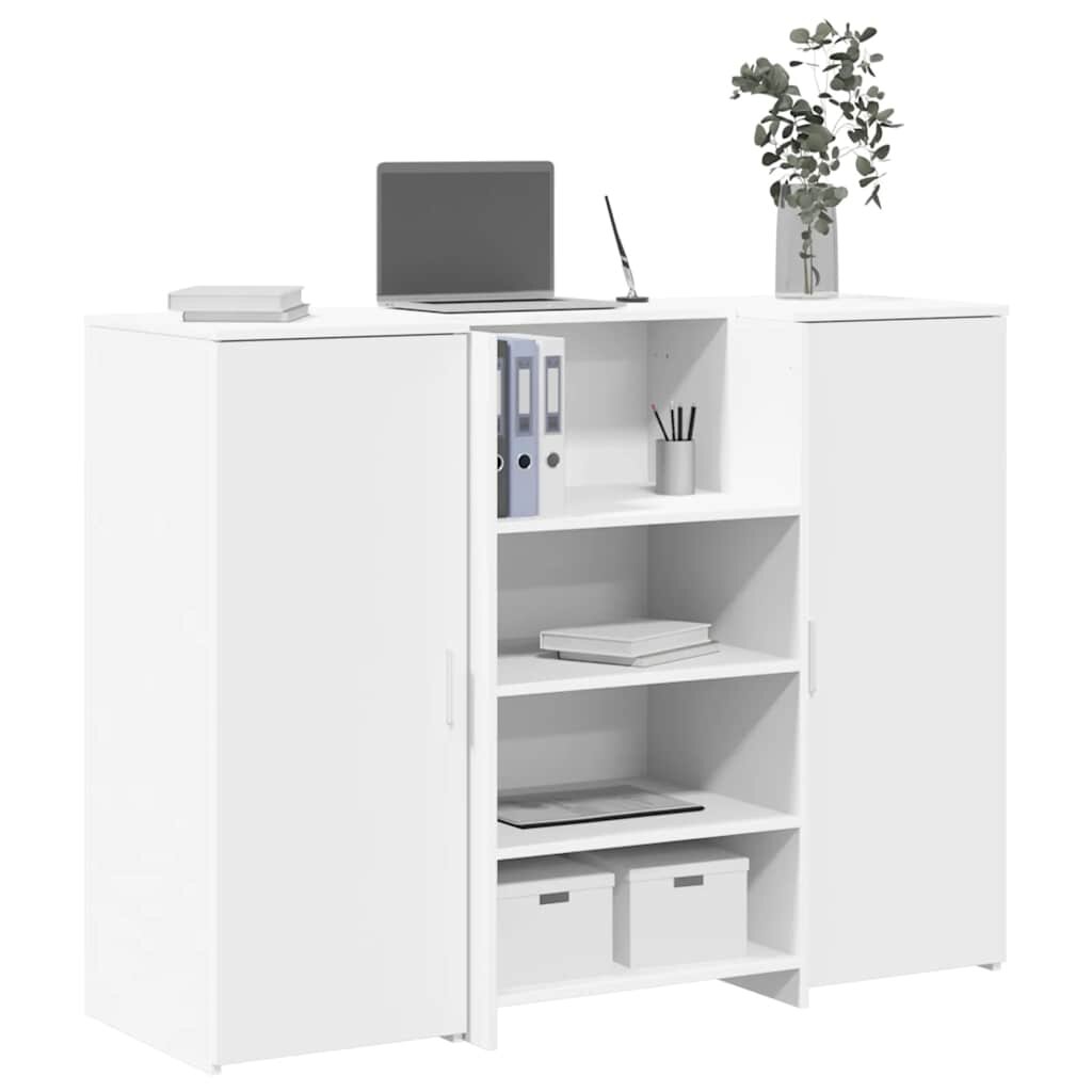 vidaXL Рецепционно бюро бяло 135x50x1035 см инженерно дърво