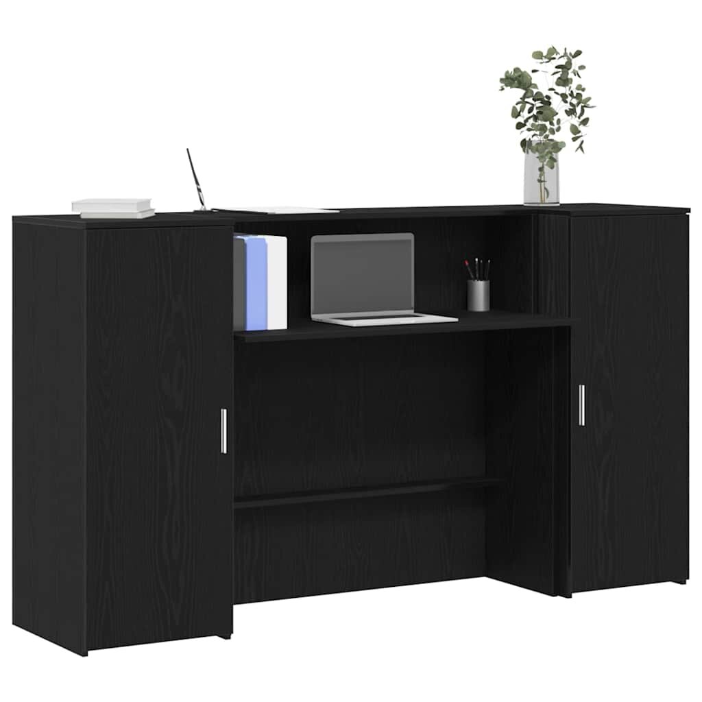 vidaXL Рецепционно бюро черен дъб 180x50x1035 см инженерно дърво