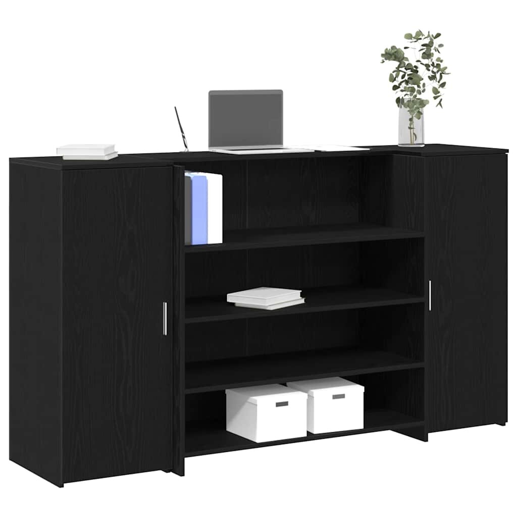 vidaXL Рецепционно бюро черен дъб 180x50x1035 см инженерно дърво