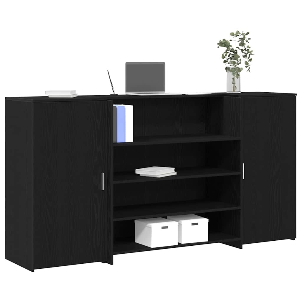 vidaXL Рецепционно бюро черен дъб 200x50x1035 см инженерно дърво