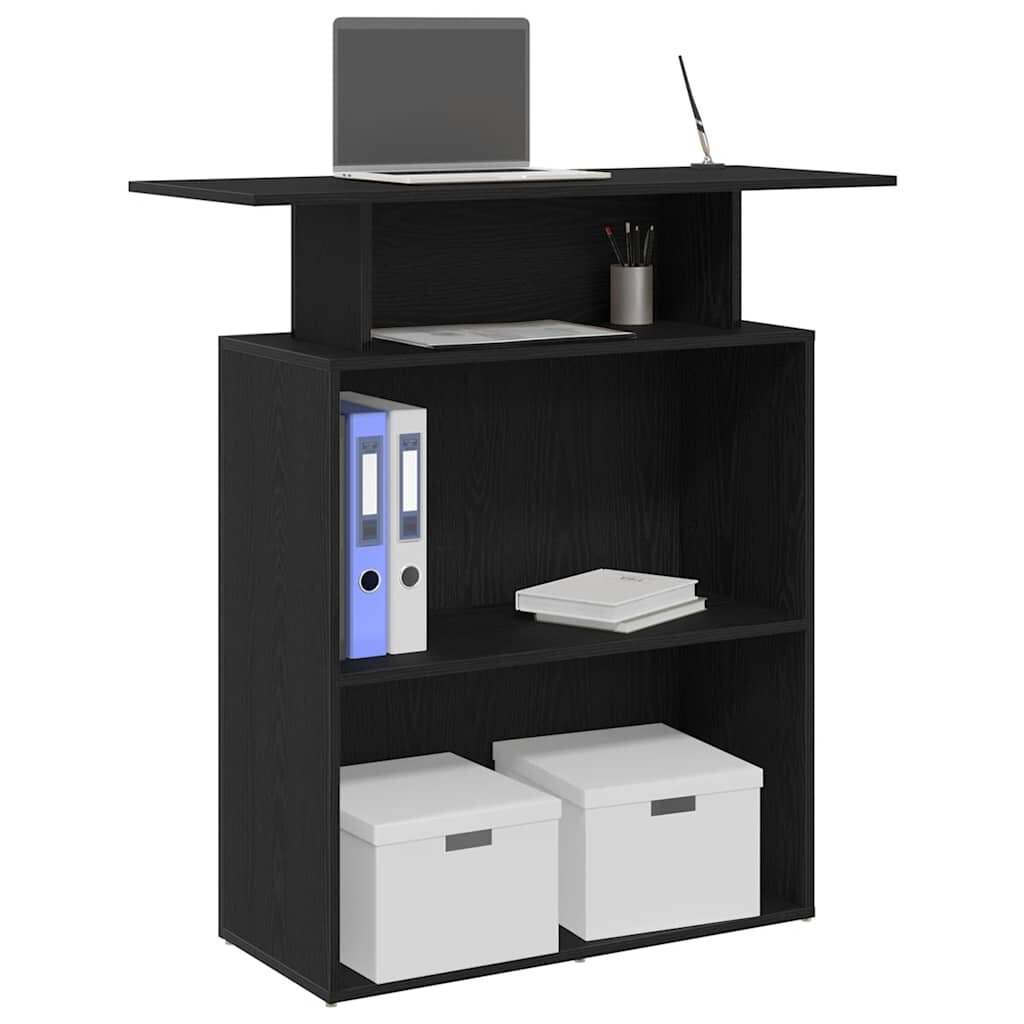 vidaXL Рецепционно бюро черно 100x40x104 см инженерно дърво