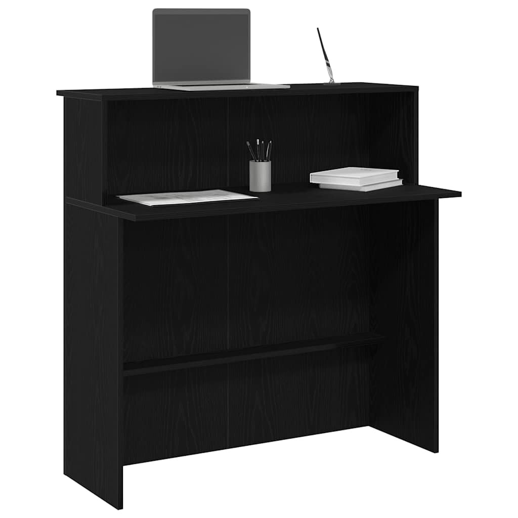 vidaXL Рецепционно бюро черно 100x50x1035 cm Инженерна дървесина