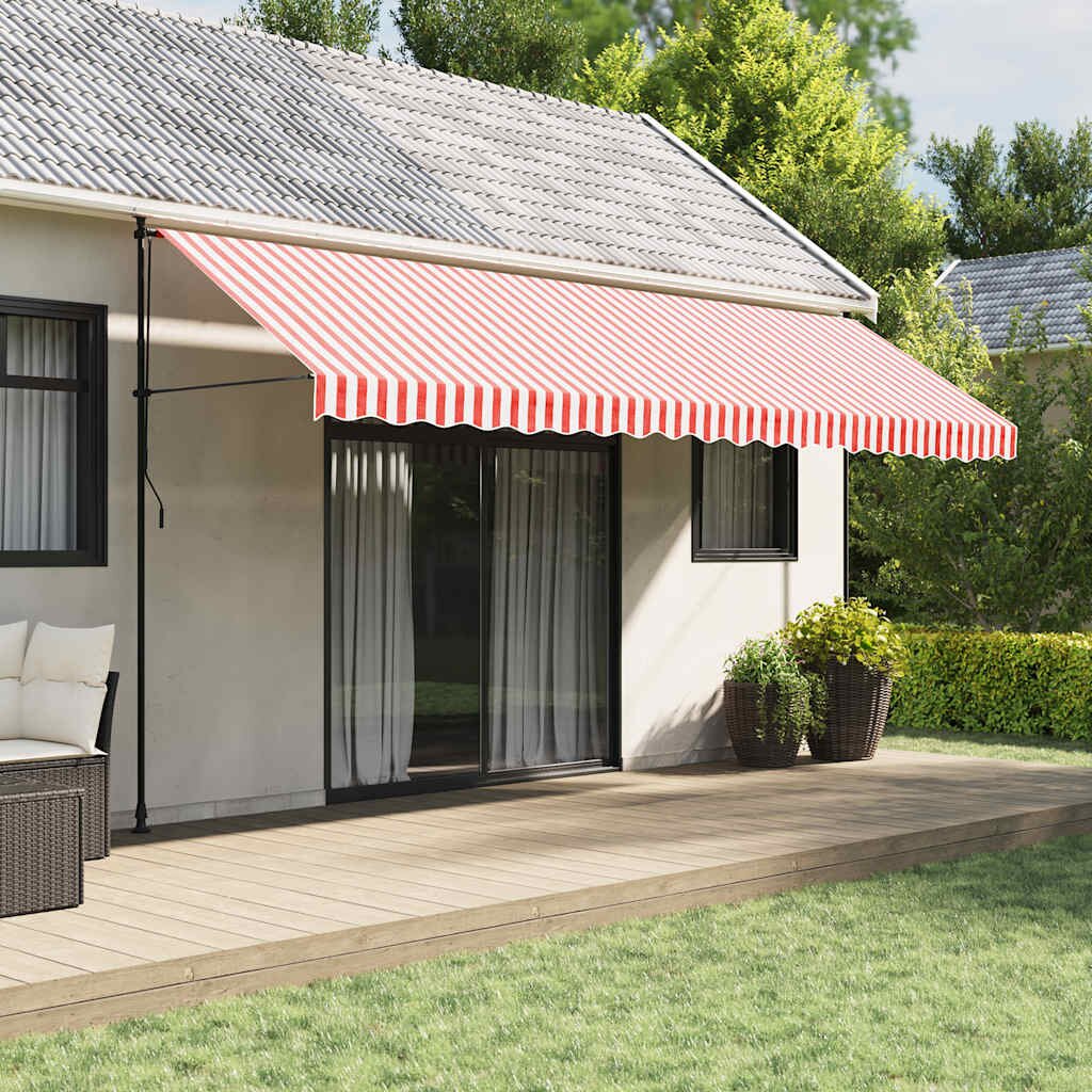 vidaXL Резервен плат за тента червен и бял 500x350 см полиестер
