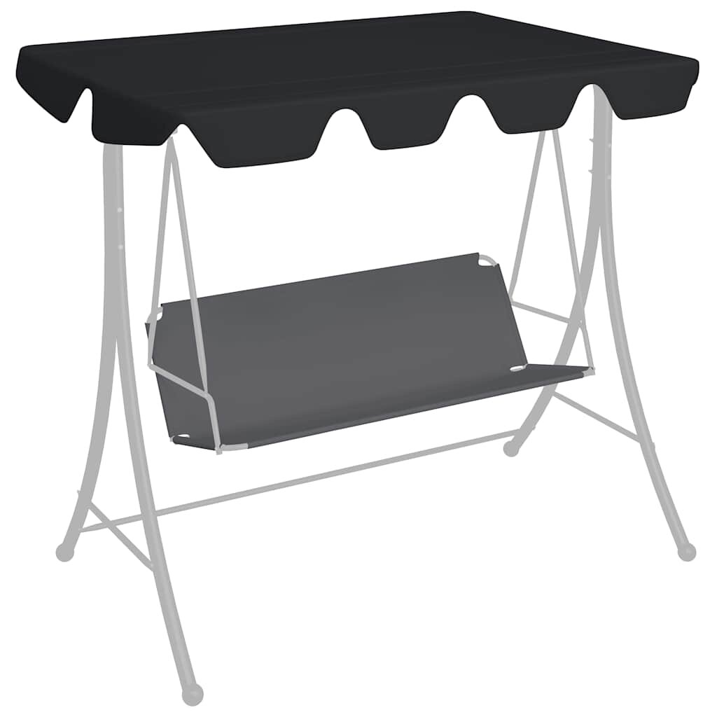 vidaXL Резервен сенник за градинска люлка черен 188/168x145/110 см