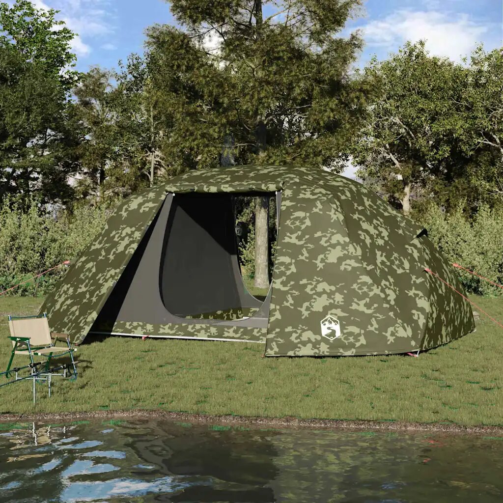 vidaXL Риболовна палатка с покрив Камуфлаж 514 x 465 x 187 см
