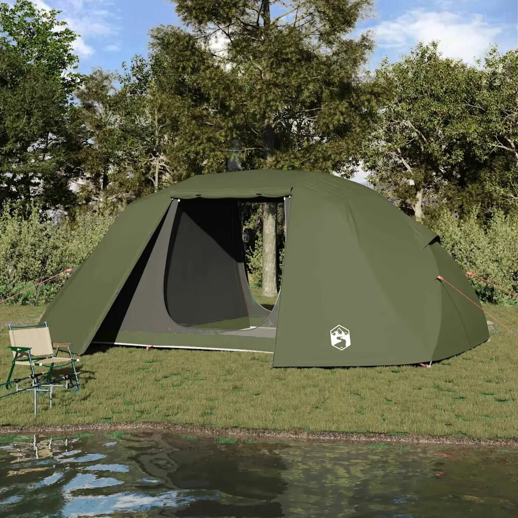 vidaXL Риболовна палатка с покрив Маслинено зелено 514 x 465 x 187 см