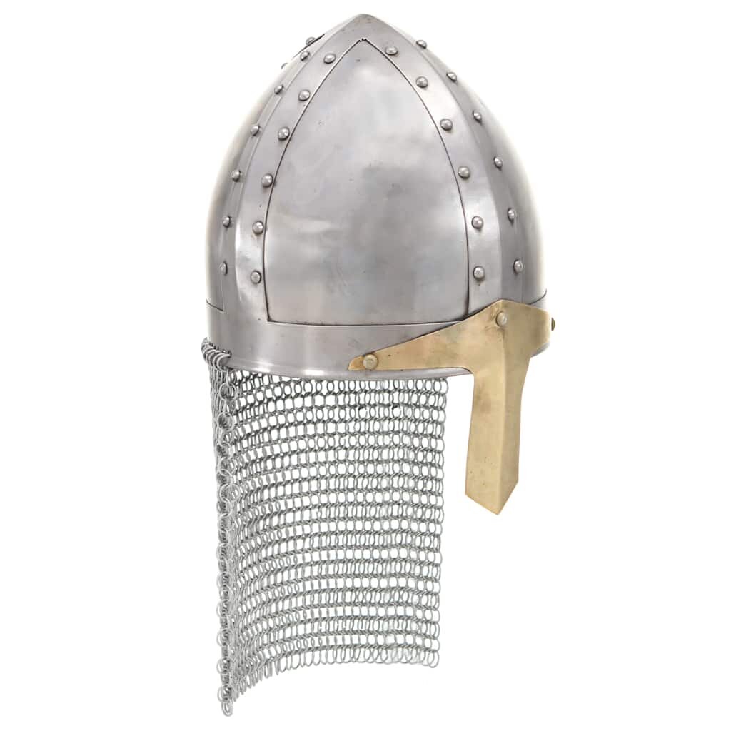 vidaXL Рицарски шлем Кръстоносец антика реплика ЛАРП сребрист стомана
