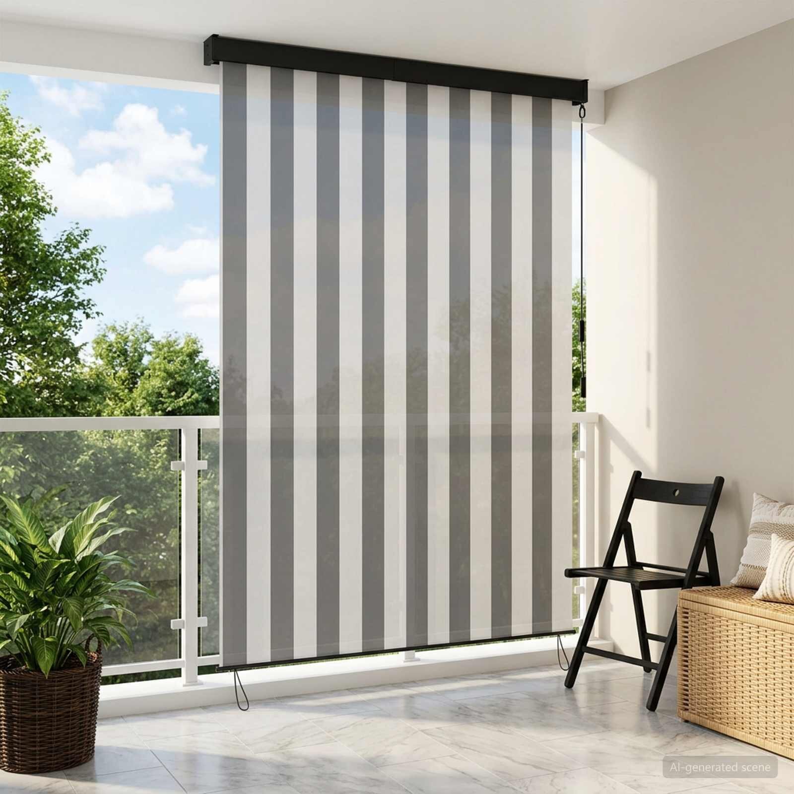 vidaXL Ролетна щора Антрацит и бяло 100 x 250 cm Текстил и Алуминий