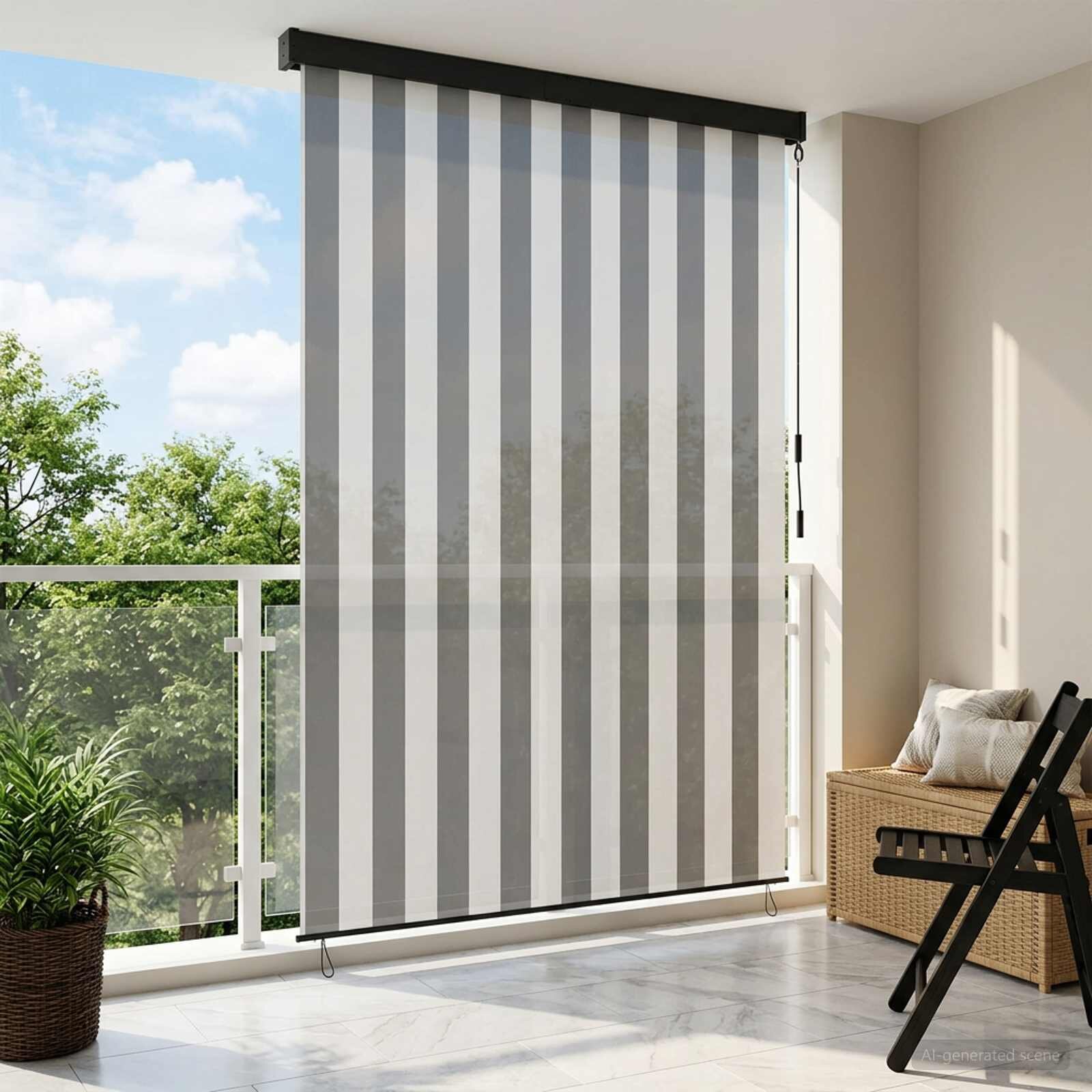 vidaXL Ролетна щора Антрацит и бяло 120 x 250 cm Текстил и Алуминий