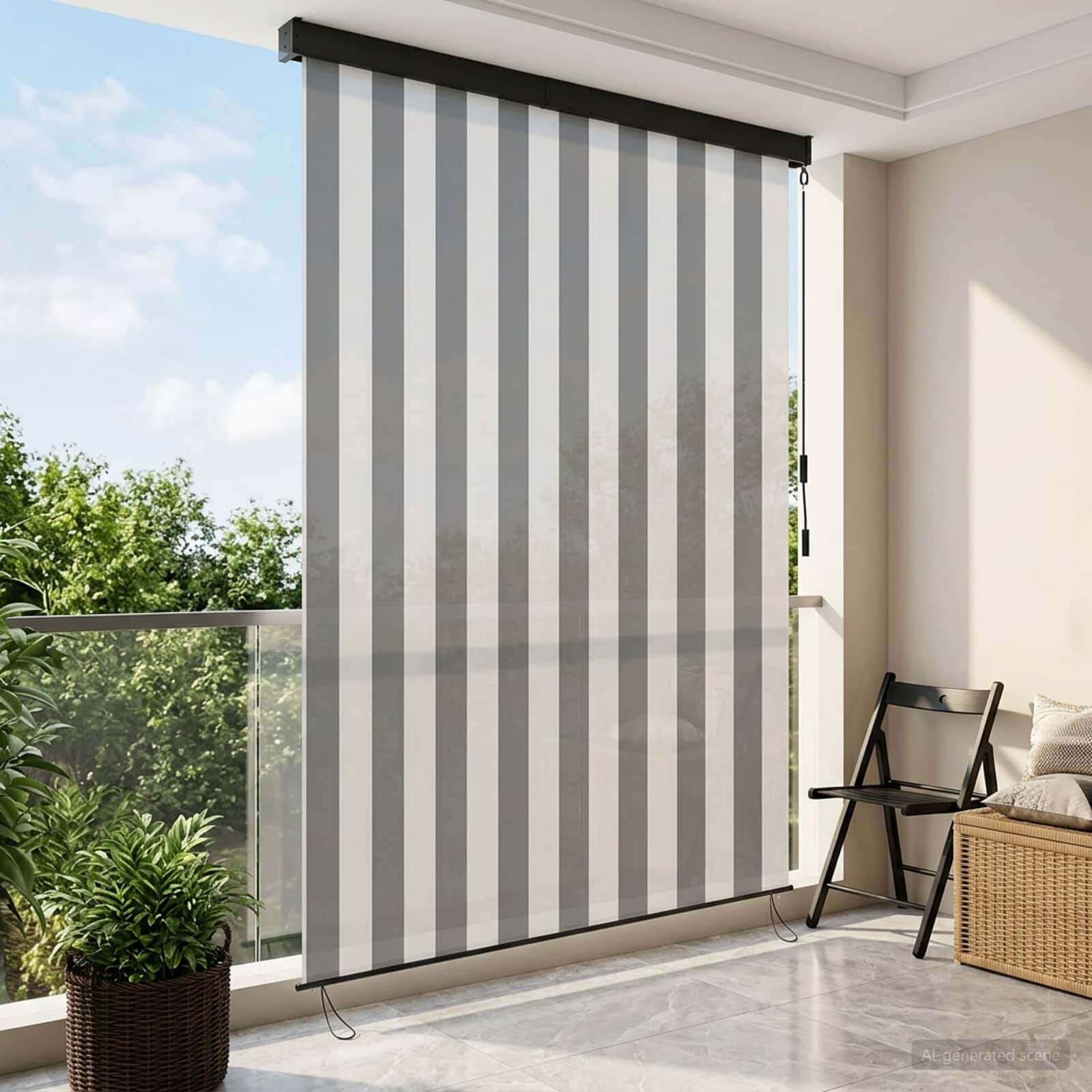 vidaXL Ролетна щора Антрацит и бяло 140 x 250 cm Текстил и Алуминий