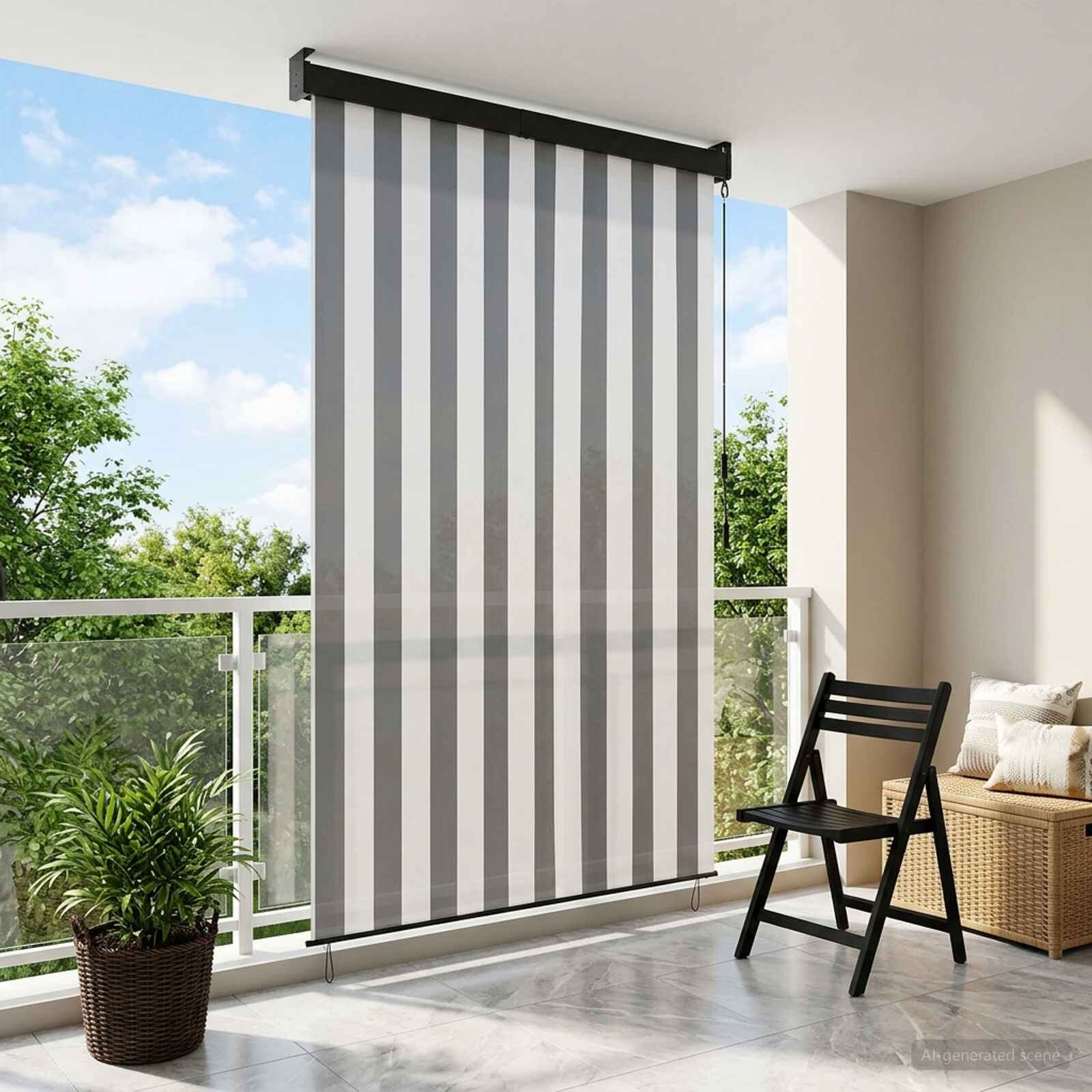 vidaXL Ролетна щора Антрацит и бяло 160 x 250 cm Текстил и Алуминий