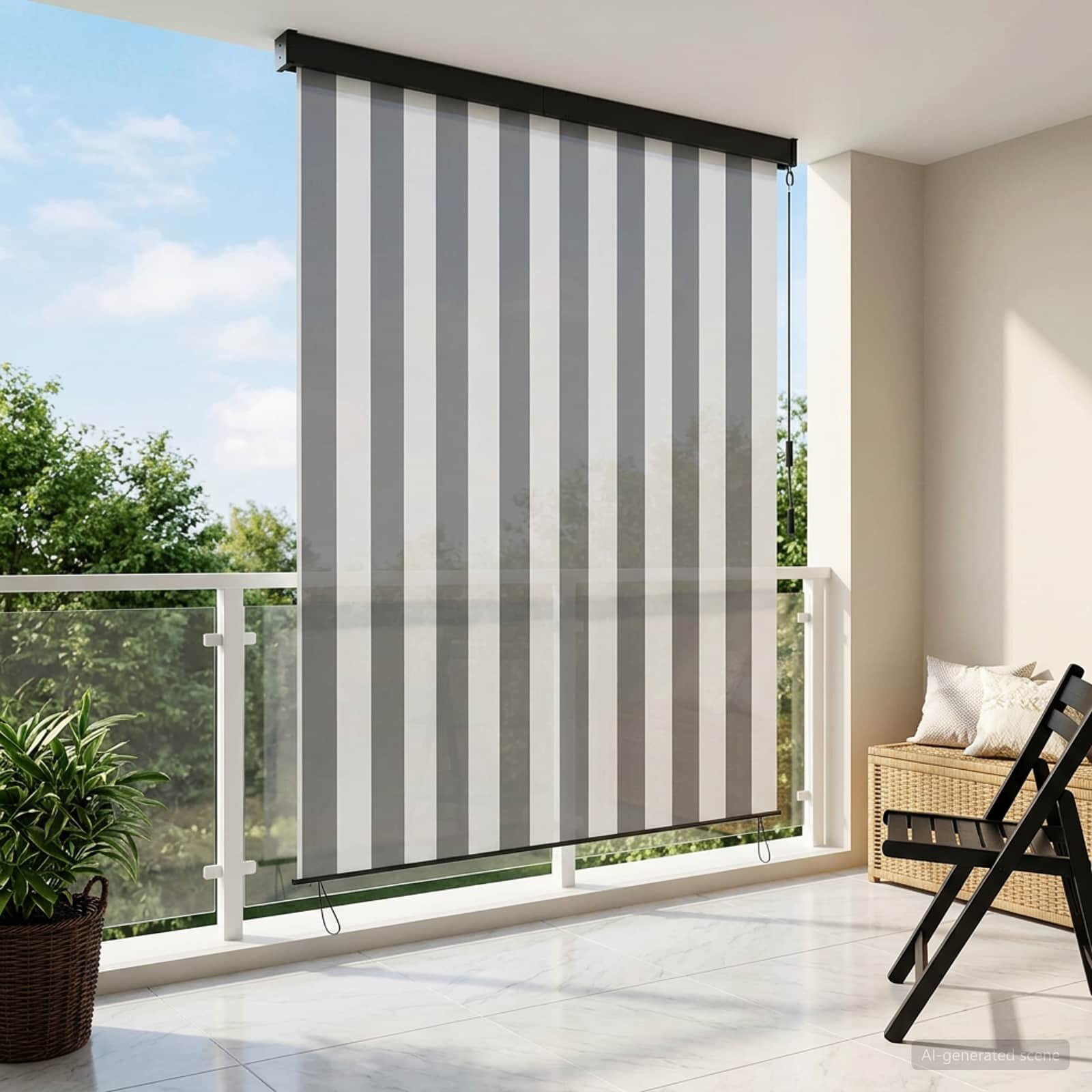 vidaXL Ролетна щора Антрацит и бяло 180 x 250 cm Текстил и Алуминий