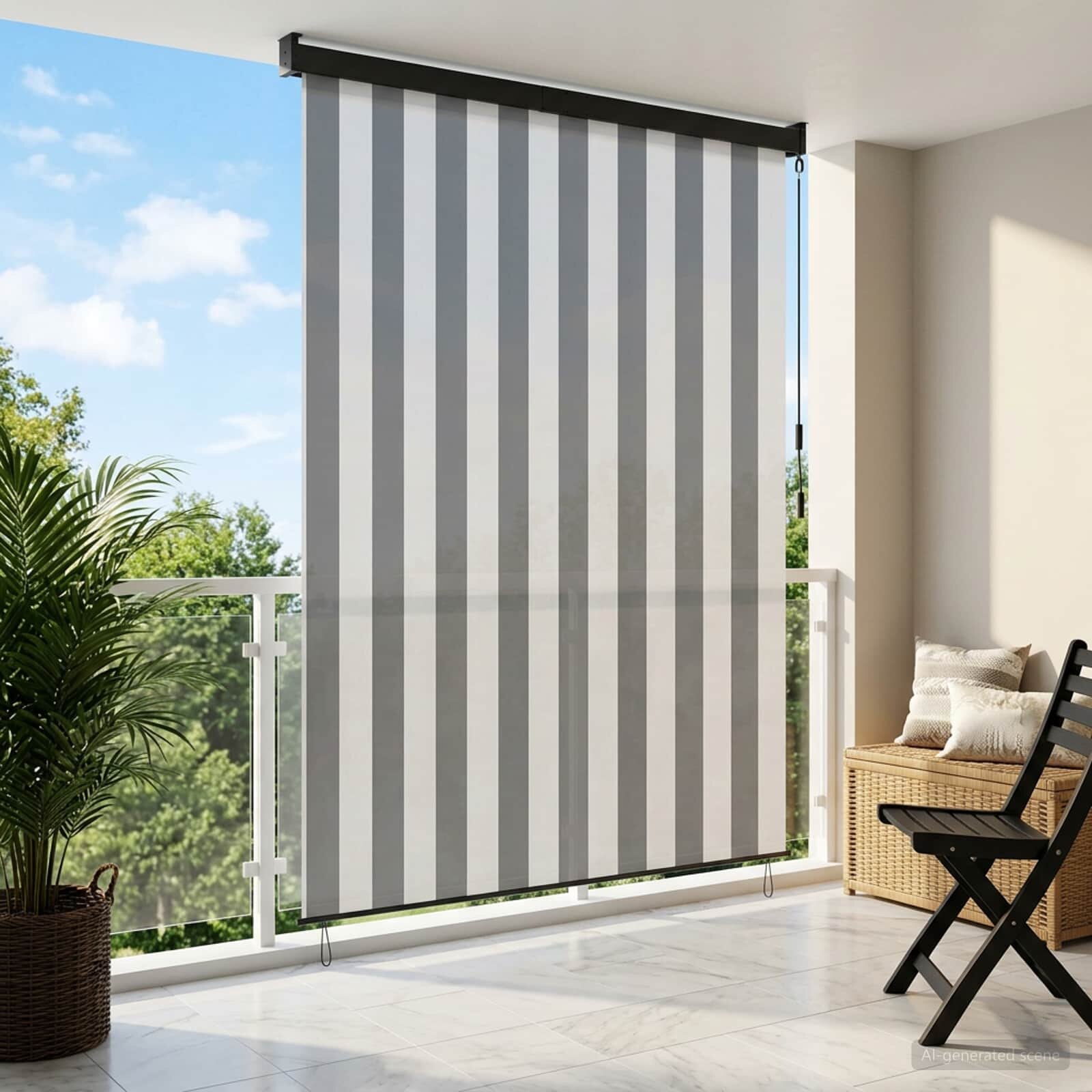 vidaXL Ролетна щора Антрацит и бяло 80 x 250 cm Текстил и Алуминий