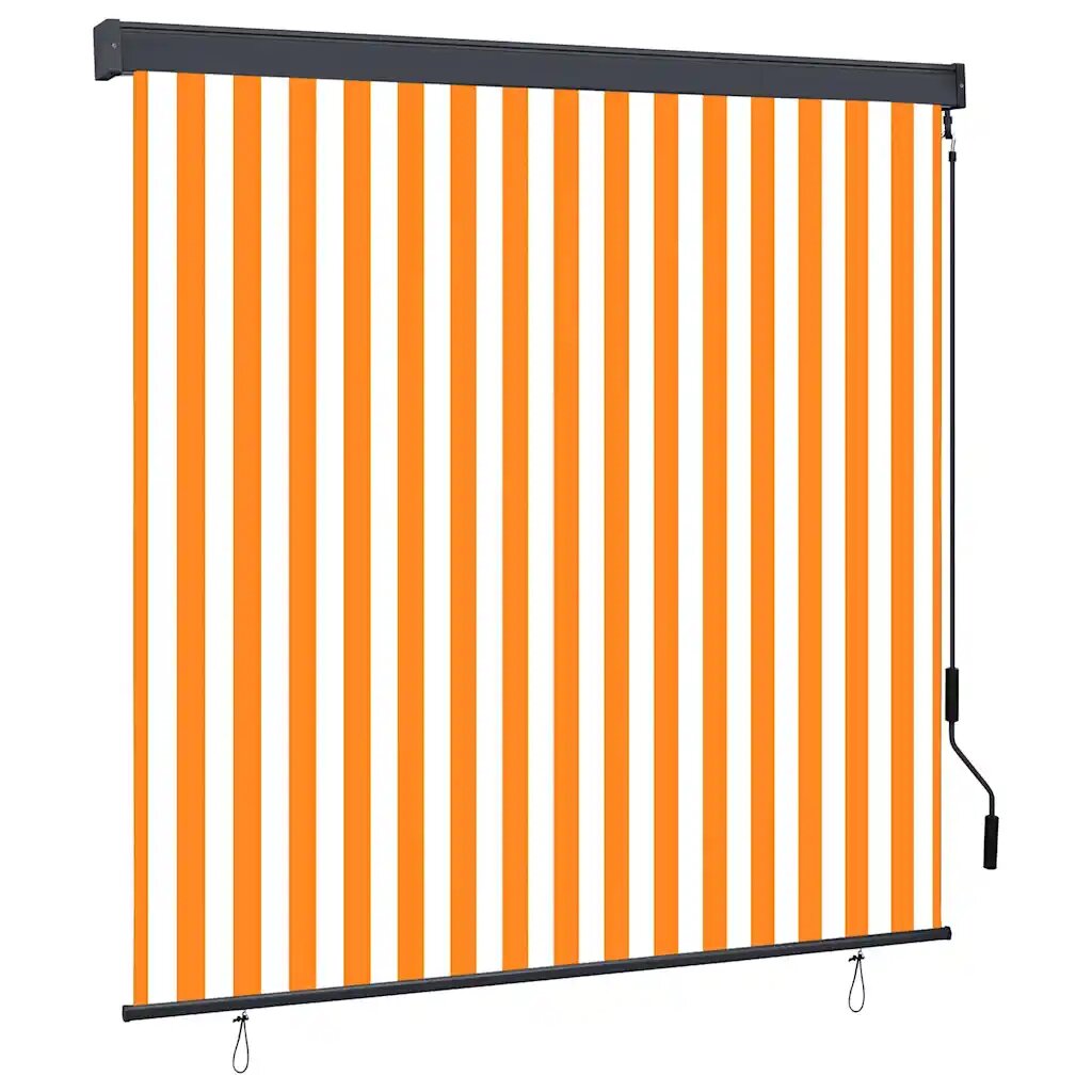 vidaXL Ролетна щора Бяло и Оранжево 180 x 250 cm Текстил и Алуминий