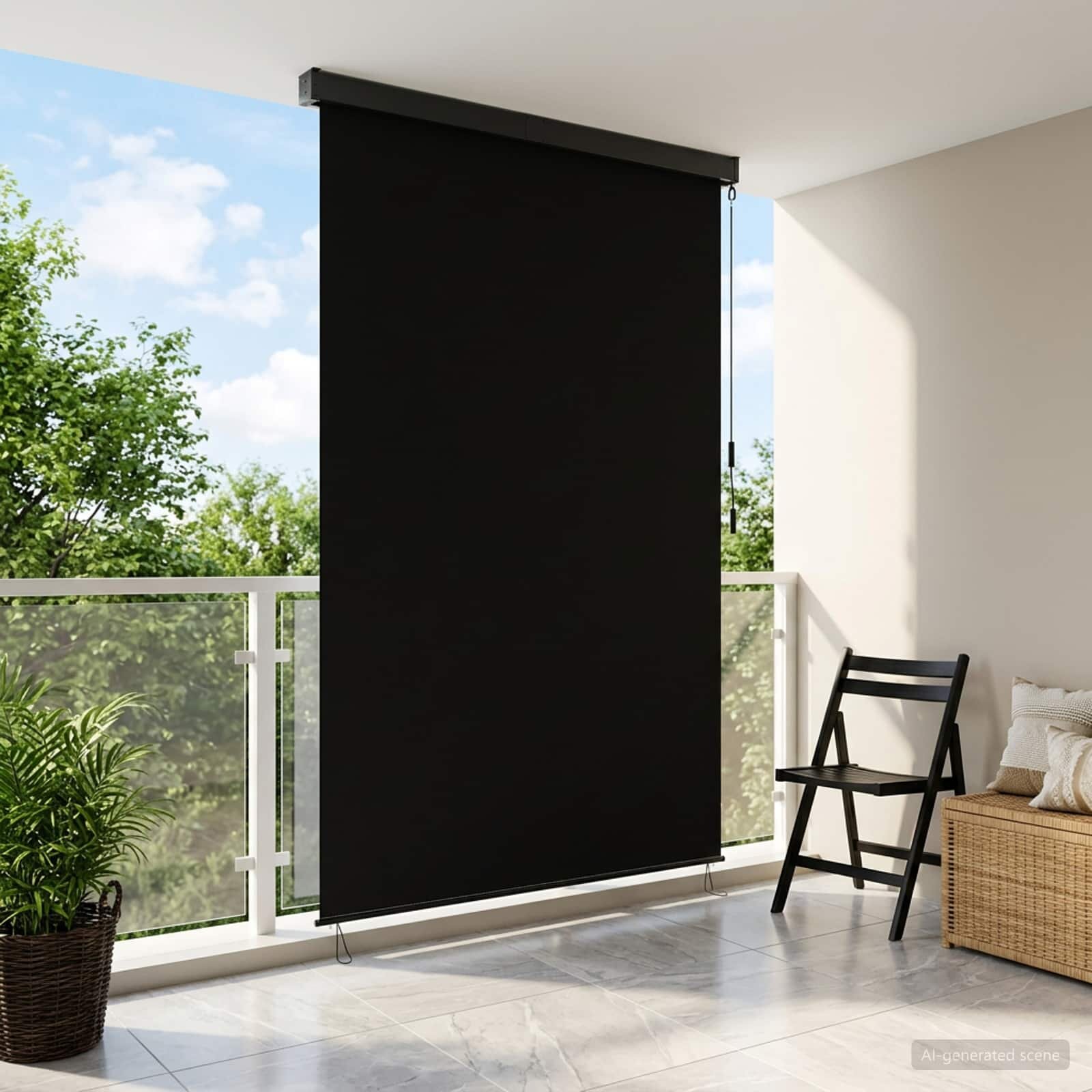 vidaXL Ролетна щора Черно 100 x 250 cm Текстил и Алуминий