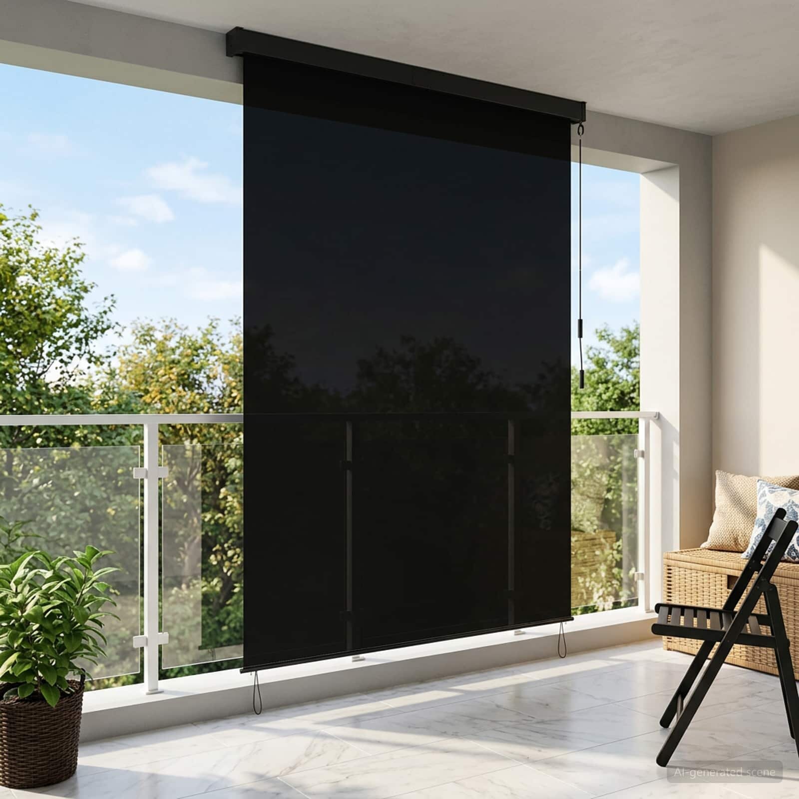 vidaXL Ролетна щора Черно 140 x 250 cm Текстил и Алуминий