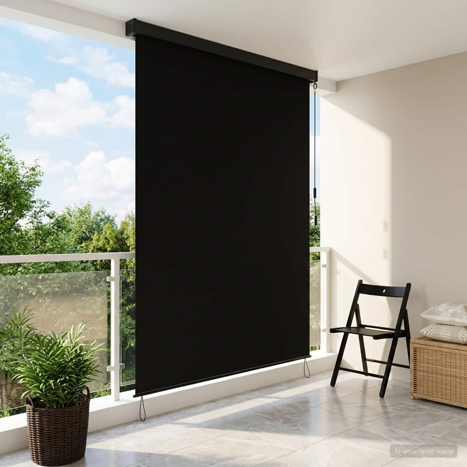 vidaXL Ролетна щора Черно 180 x 250 cm Текстил и Алуминий
