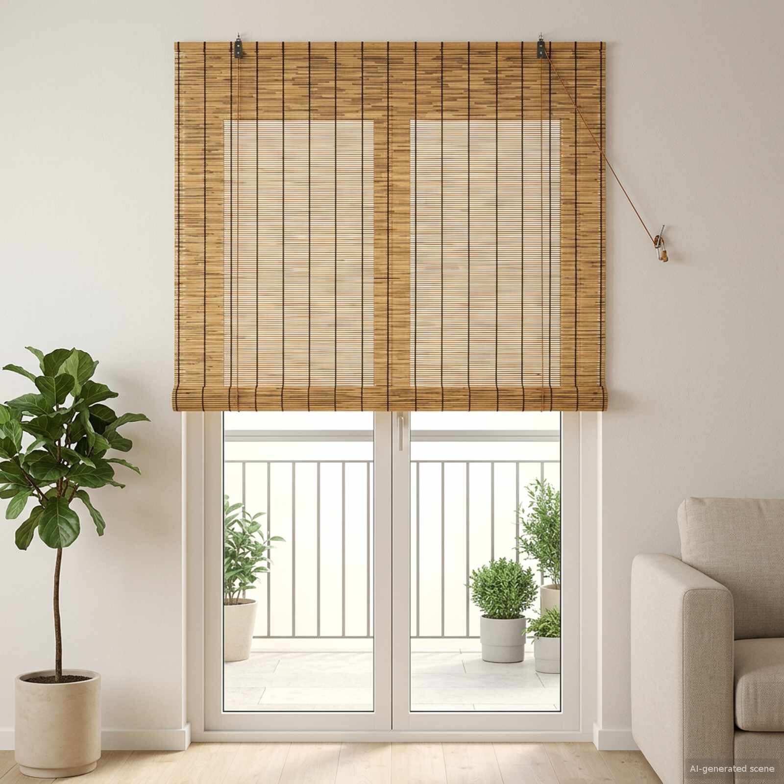 vidaXL Ролетна щора Кафяво 120 x 220 cm Тръстика