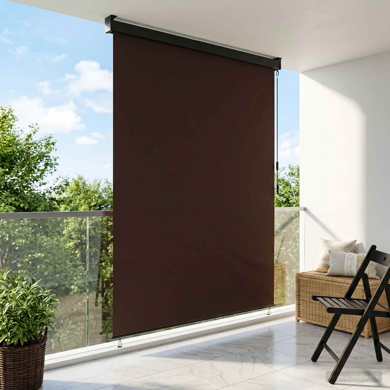 vidaXL Ролетна щора Кафяво 120 x 250 cm Текстил и Алуминий
