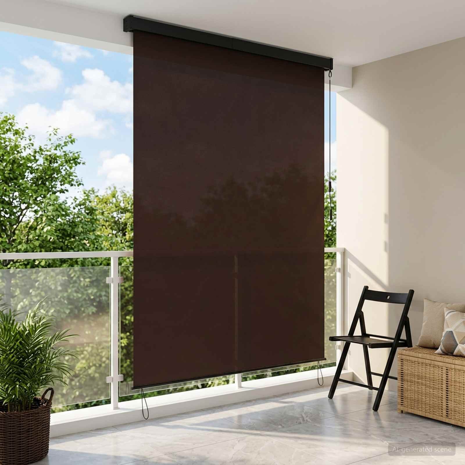 vidaXL Ролетна щора Кафяво 140 x 250 cm Текстил и Алуминий