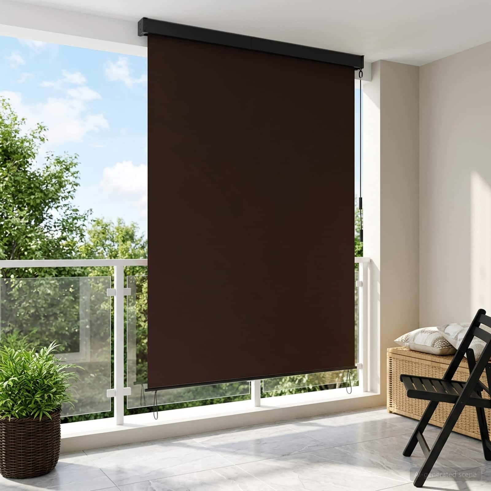 vidaXL Ролетна щора Кафяво 180 x 250 cm Текстил и Алуминий