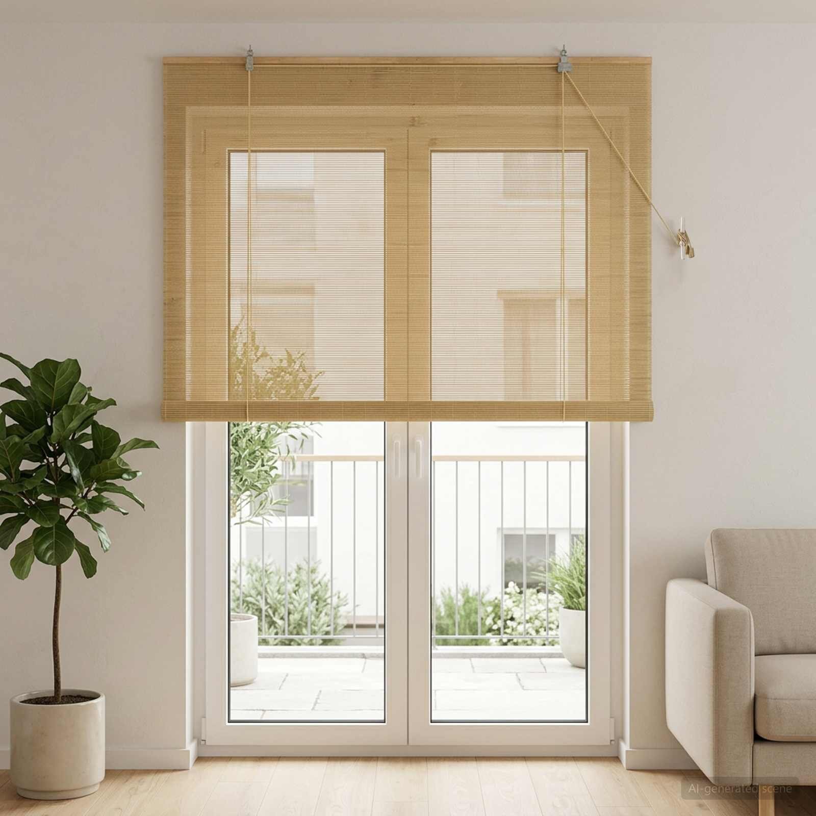 vidaXL Ролетна щора Натурално 140 x 220 cm Бамбук
