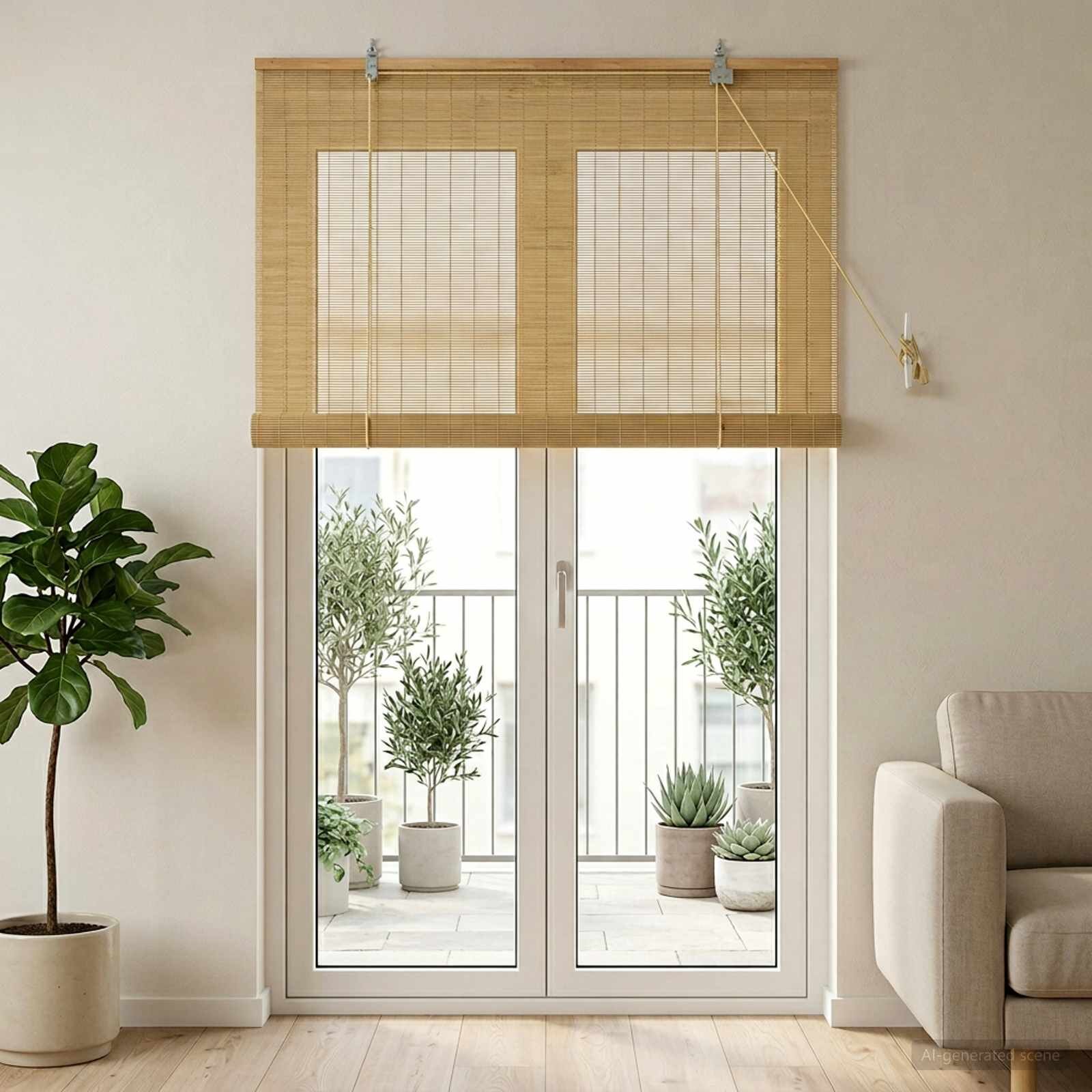 vidaXL Ролетна щора Натурално 80 x 220 cm Бамбук