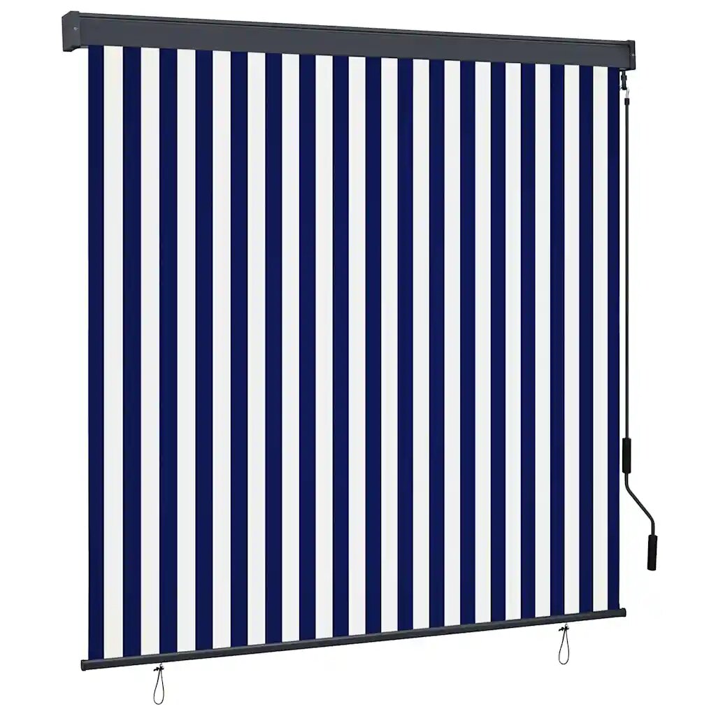 vidaXL Ролетна щора Синьо и бяло 180 x 250 cm Текстил и Алуминий
