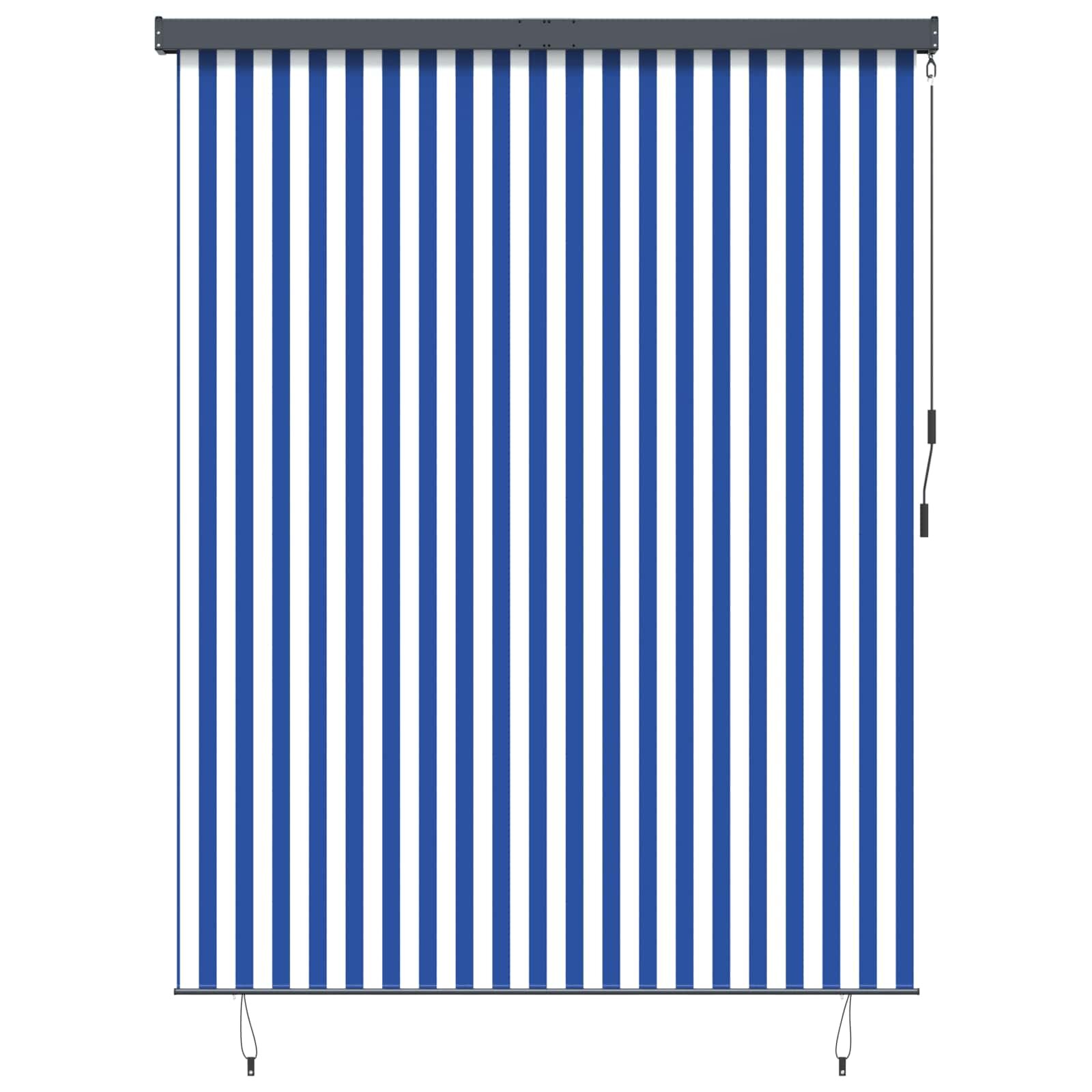 vidaXL Ролетна щора Синьо и бяло 220 x 250 cm Текстил и Алуминий