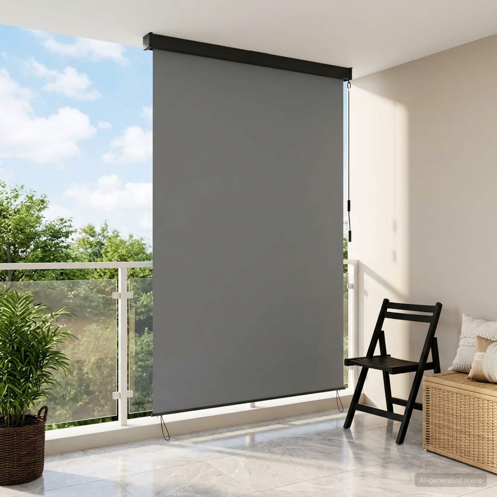 vidaXL Ролетна щора Светлосиво 180 x 250 cm Текстил и Алуминий