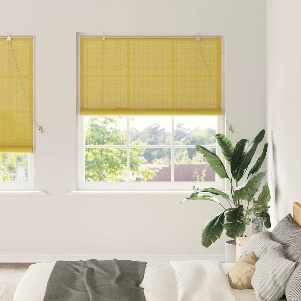vidaXL Ролетна щора Жълто 150 x 220 cm Бамбук