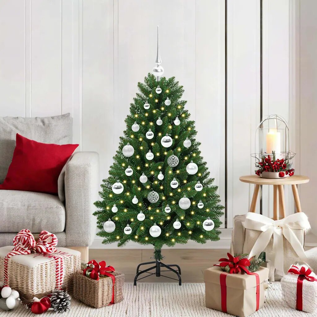 vidaXL С изкуствено коледно дърво 120 cm 150 LED светодиода Топло бяло