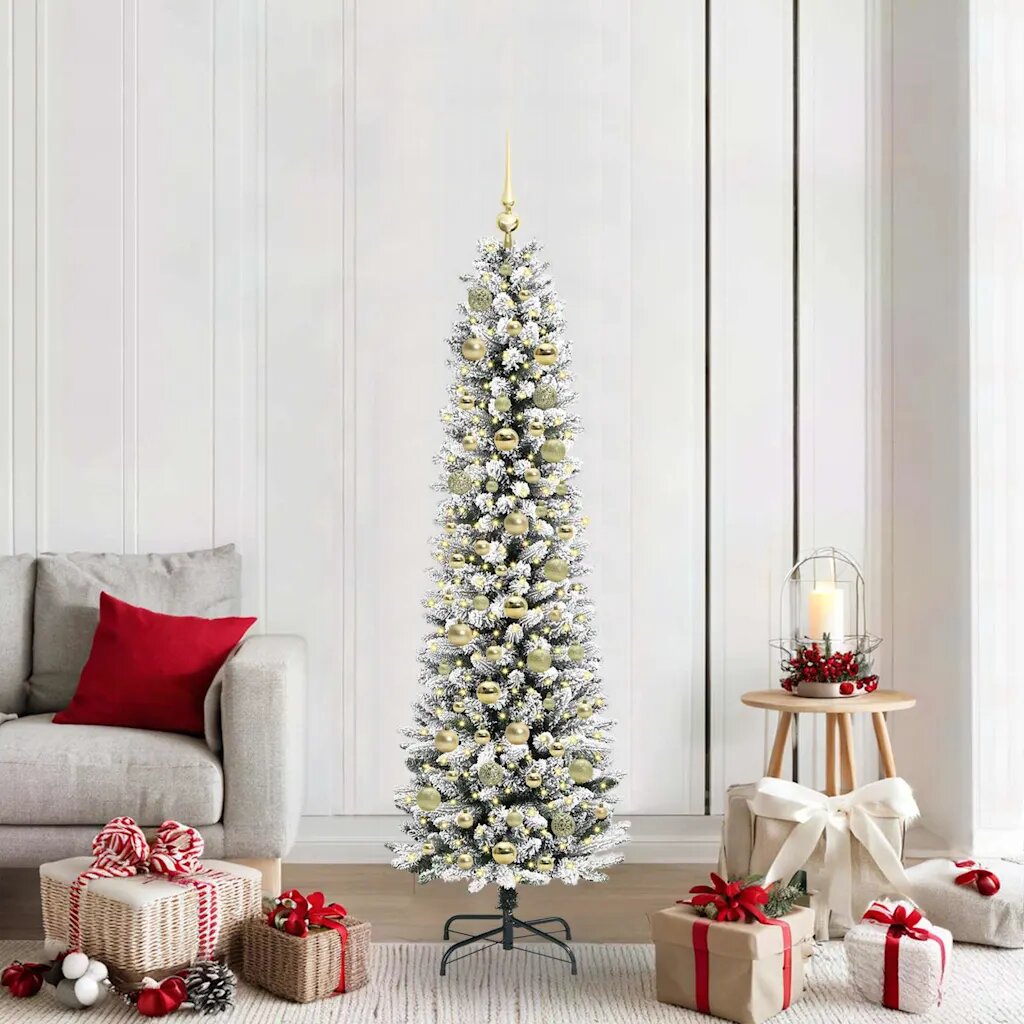 vidaXL С изкуствено коледно дърво Бяло 180 cm ПВЦ метал и пластмаса