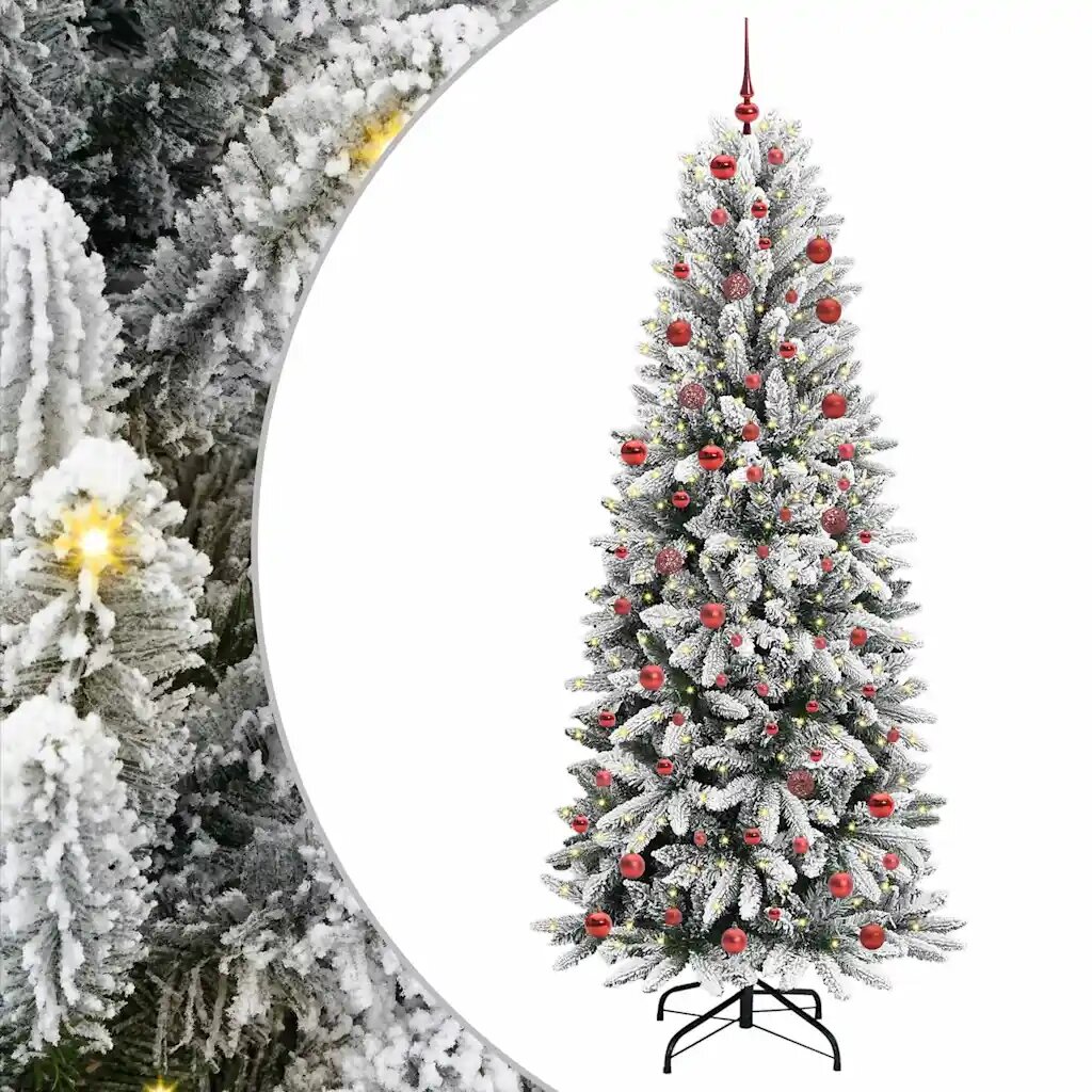 vidaXL С изкуствено коледно дърво Бяло 210 cm