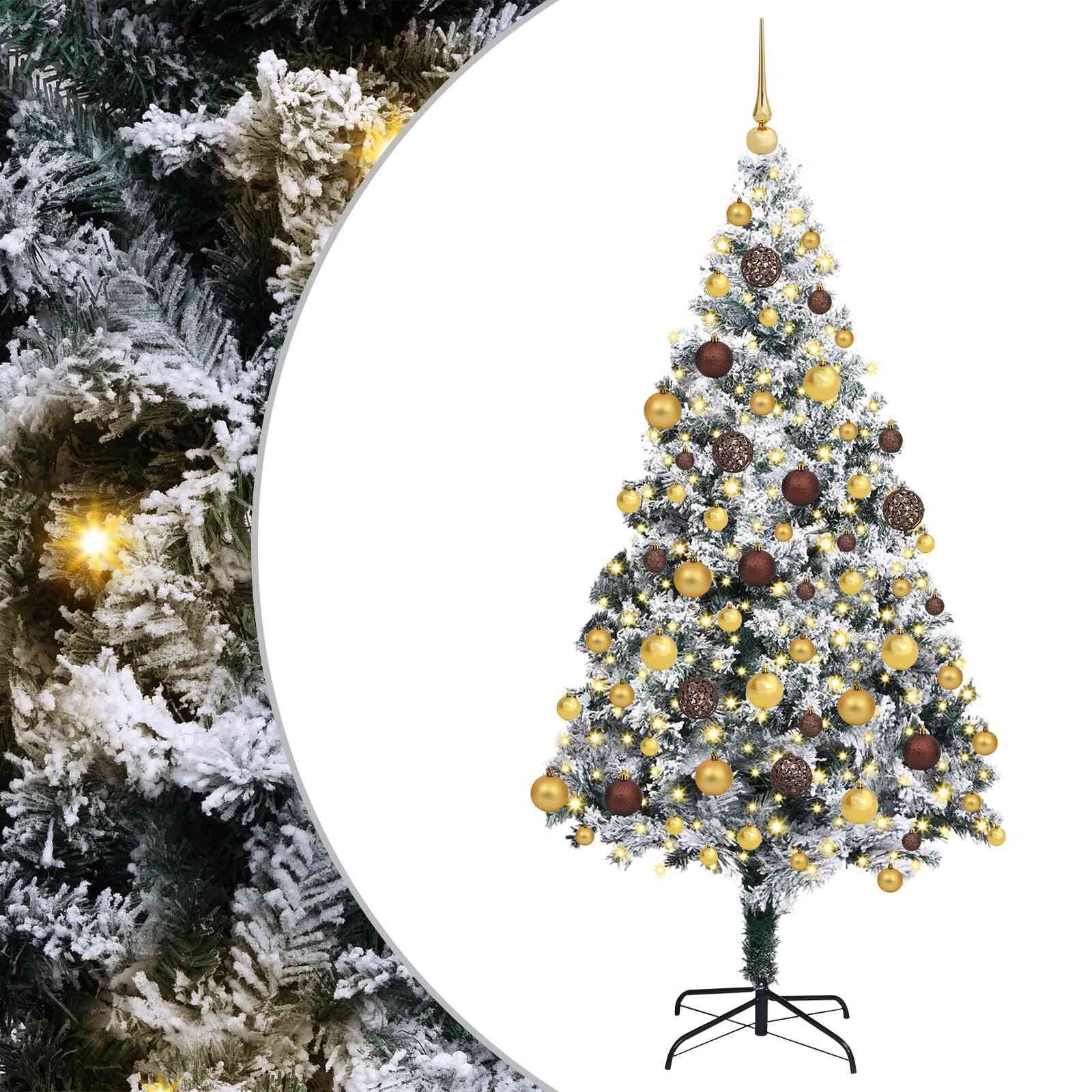 vidaXL С изкуствено коледно дърво с 300 LED светодиода Бяло 180 cm