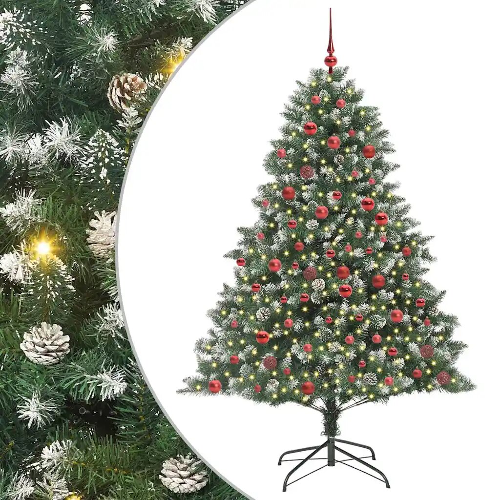 vidaXL С изкуствено коледно дърво с 300 LED светодиода Зелен 180 cm