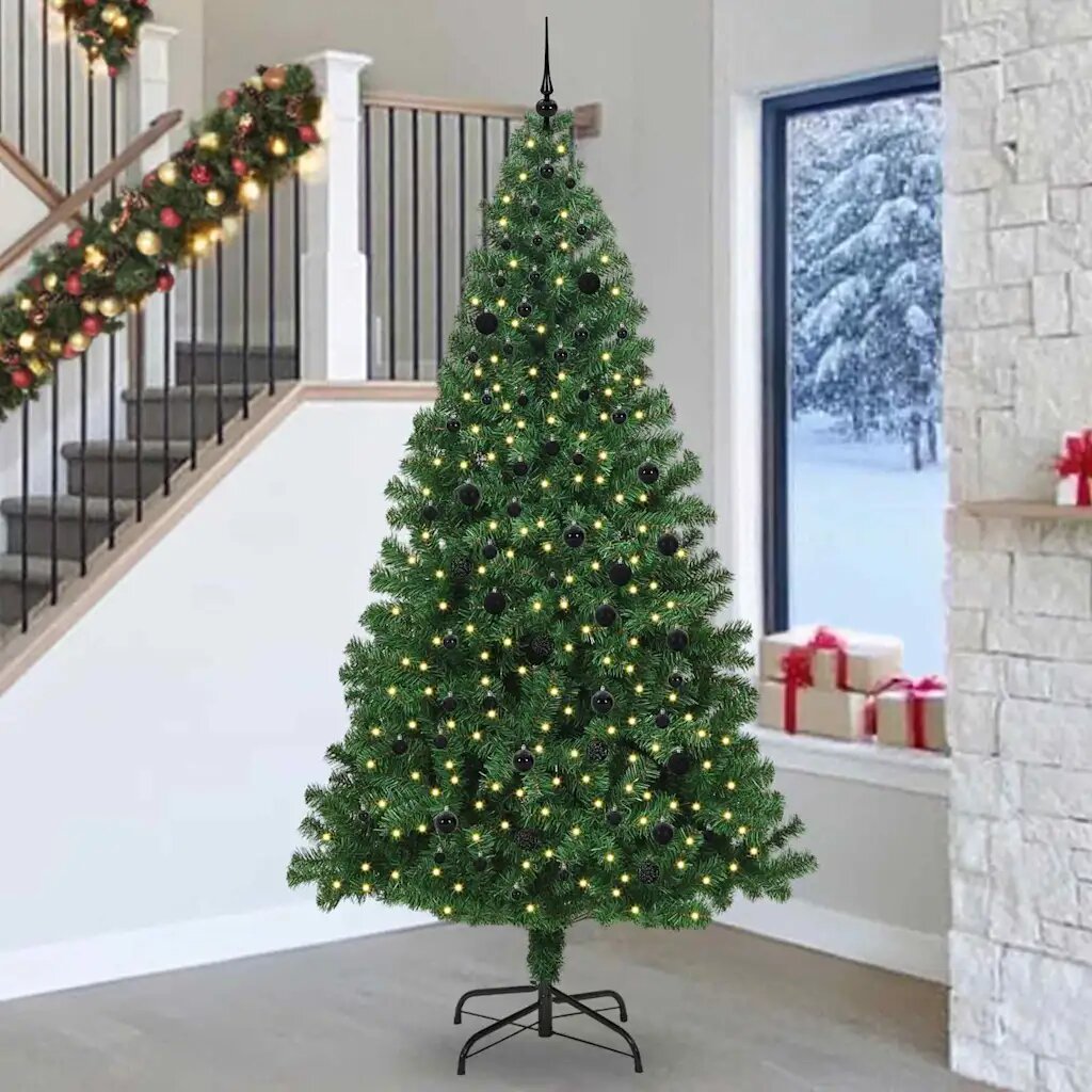 vidaXL С изкуствено коледно дърво с 300 LED светодиода Зелен 240 cm