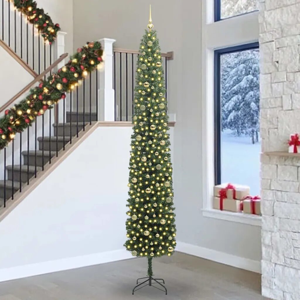 vidaXL С изкуствено коледно дърво с 300 LED светодиода Зелен 270 cm