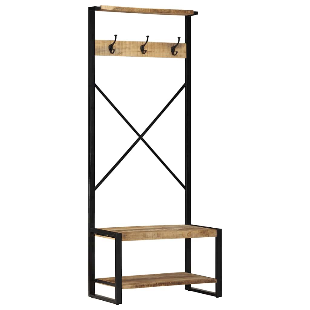 vidaXL S Закачалка за дрехи 80x40x190 cm Масивна груба дървесина Манго