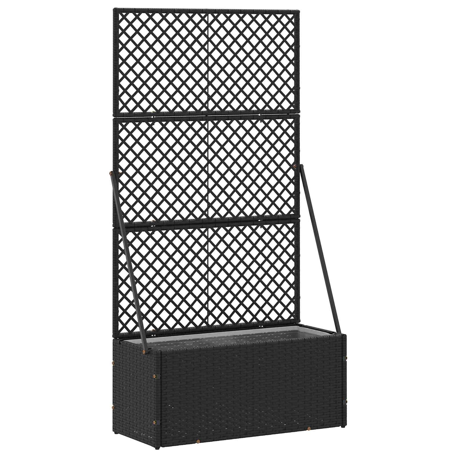 vidaXL Садово решетъчно саксийно Черен 70 x 30 x 135 cm Метал