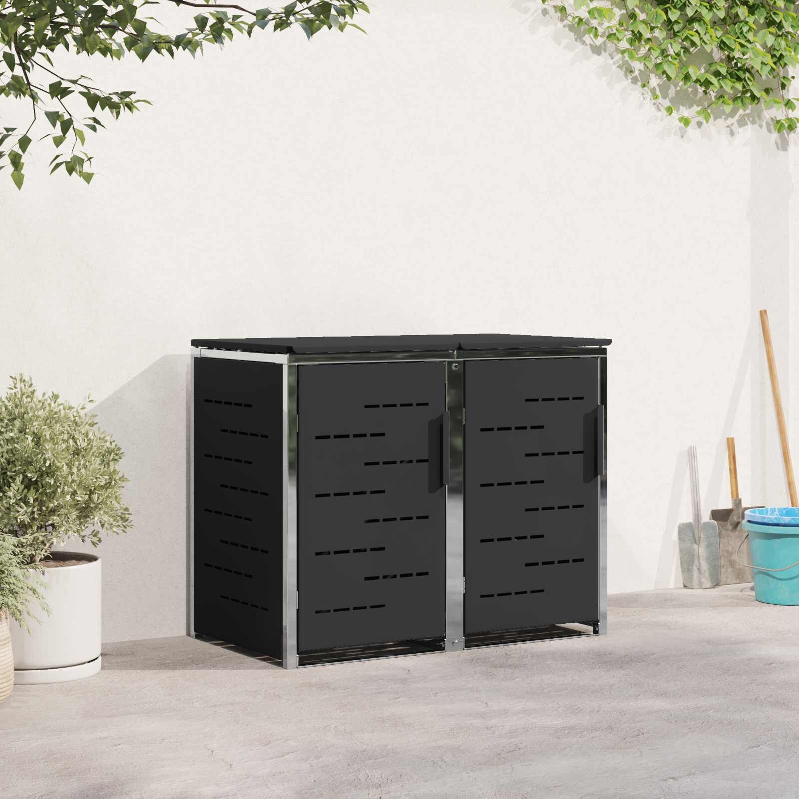 vidaXL Съхранение на контейнер for 2 Bins 240L Неръждаема стомана