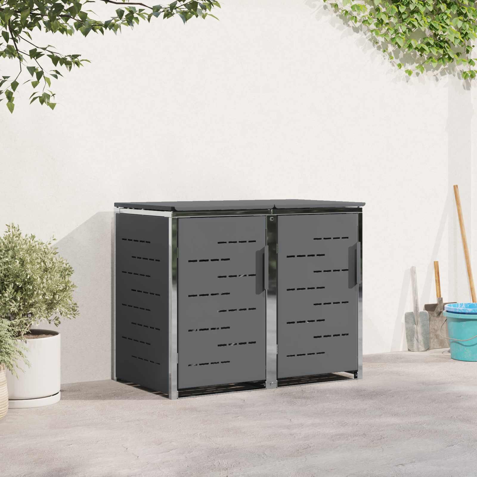 vidaXL Съхранение на контейнер for 2 Bins 240L Неръждаема стомана