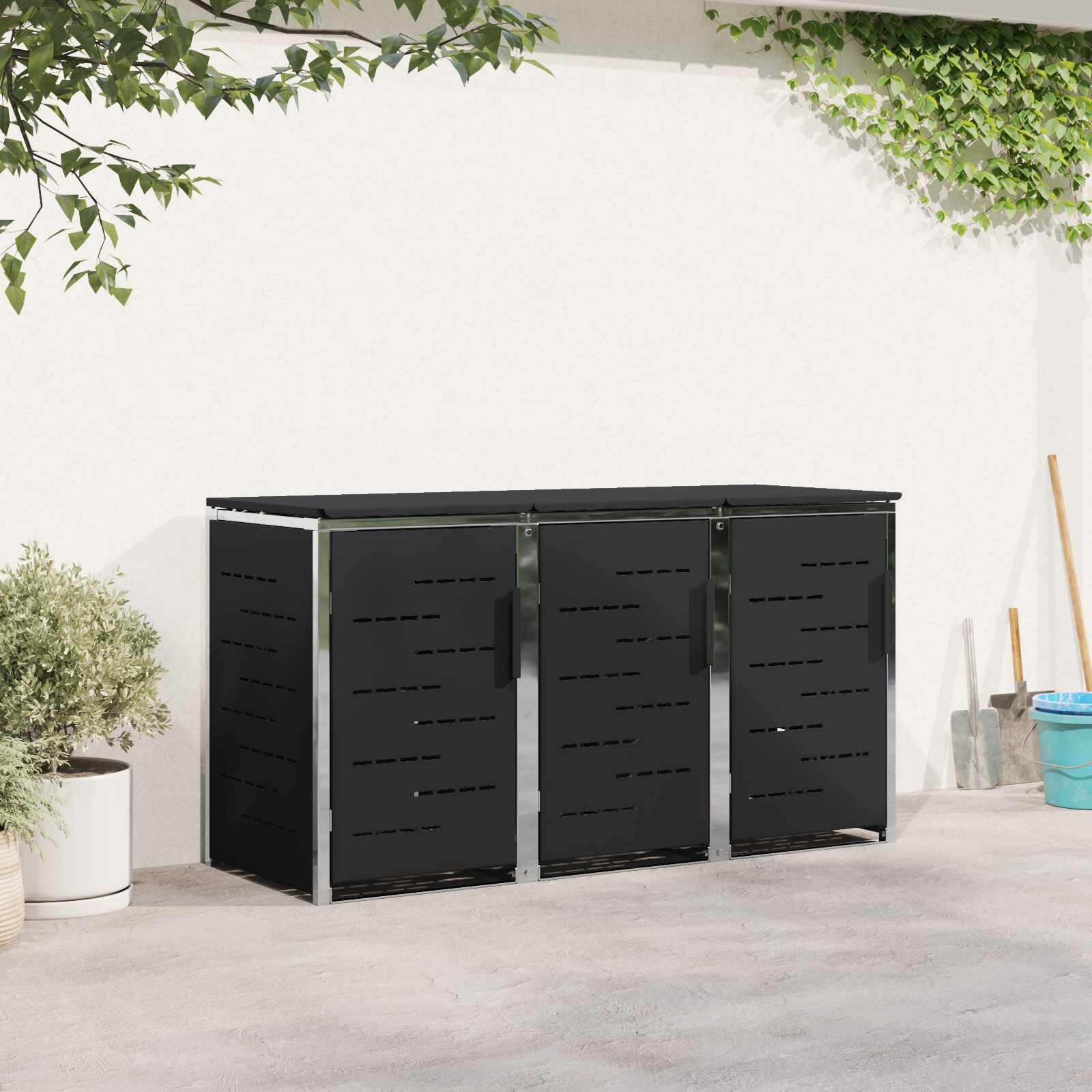 vidaXL Съхранение на контейнер for 3 Bins 240L Неръждаема стомана