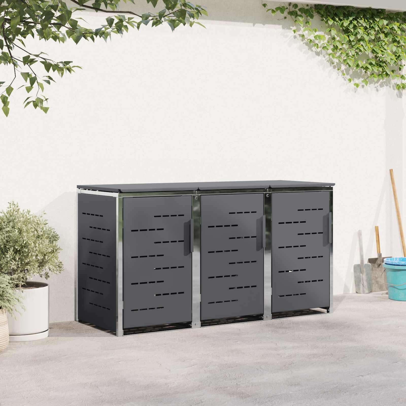 vidaXL Съхранение на контейнер for 3 Bins 240L Неръждаема стомана