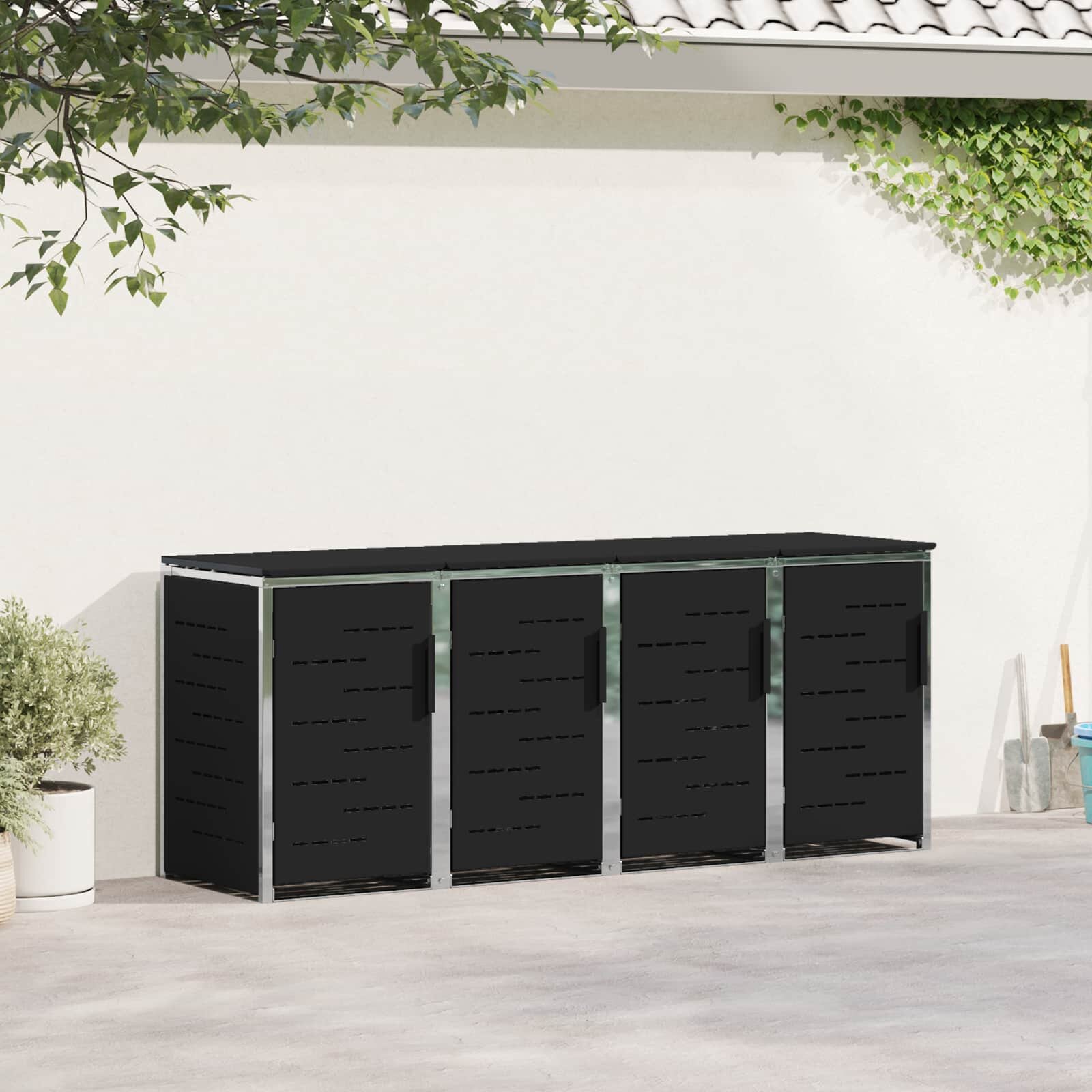 vidaXL Съхранение на контейнер for 4 Bins 240L Неръждаема стомана